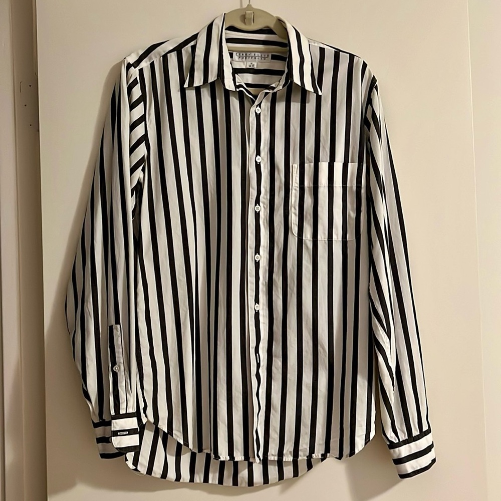 Vintage Perry Ellis Portfolio Shirt Men's 15.5 32-33 Striped 90s Medium Collared